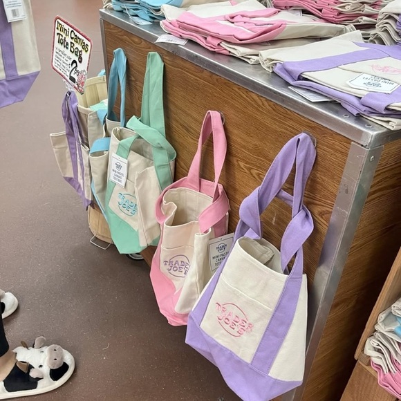 Trader Joe's Purple and Cream Mini Bag - Picture 1 of 2